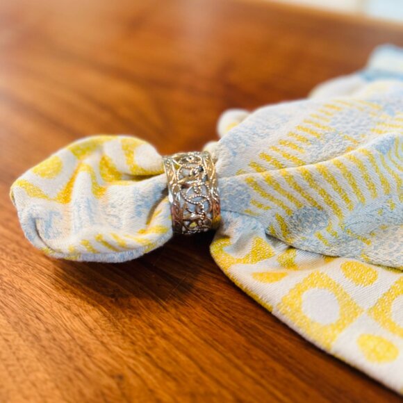 Vintage Silver Filigree Napkin Ring Set of 8 Fleur De Lis Design - Picture 5 of 6